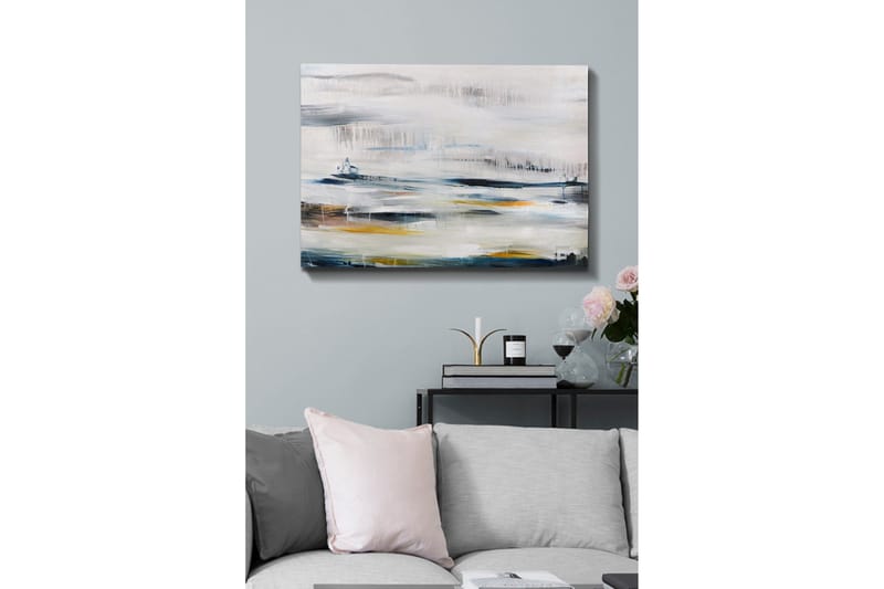 Canvas-taulu - Abstrakti maisema pehmeillä värisiirtymillä, Sininen / Harmaa / Keltainen