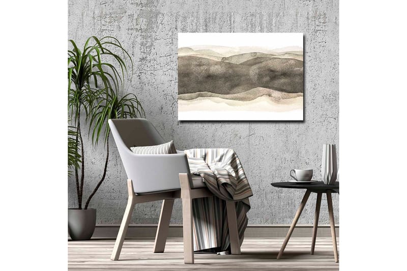 Canvas-taulu - Abstrakti maisema pehmeillä, aaltoilevilla muodoilla - Harmaa / Beige / Valkoinen - Sisustustuotteet - Taulu & taide - Canvas-taulu