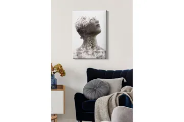 Canvas-taulu - Abstrakti muotokuva, jossa on fragmentoitunut kasvojen rakenne - Harmaa / Musta - Sisustustuotteet - Taulu & taide - Canvas-taulu