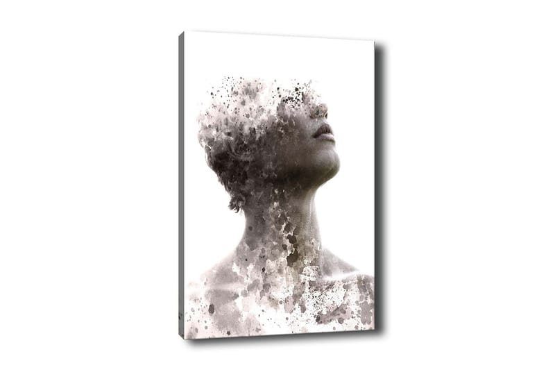 Canvas-taulu - Abstrakti muotokuva, jossa on fragmentoitunut kasvojen rakenne, Harmaa / Musta