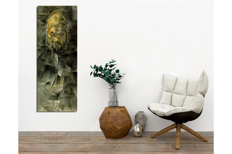 Canvas-taulu - Abstrakti muotokuva geometrisilla muodoilla - Tummanvihreä / Keltainen / Harmaa - Sisustustuotteet - Taulu & taide - Canvas-taulu