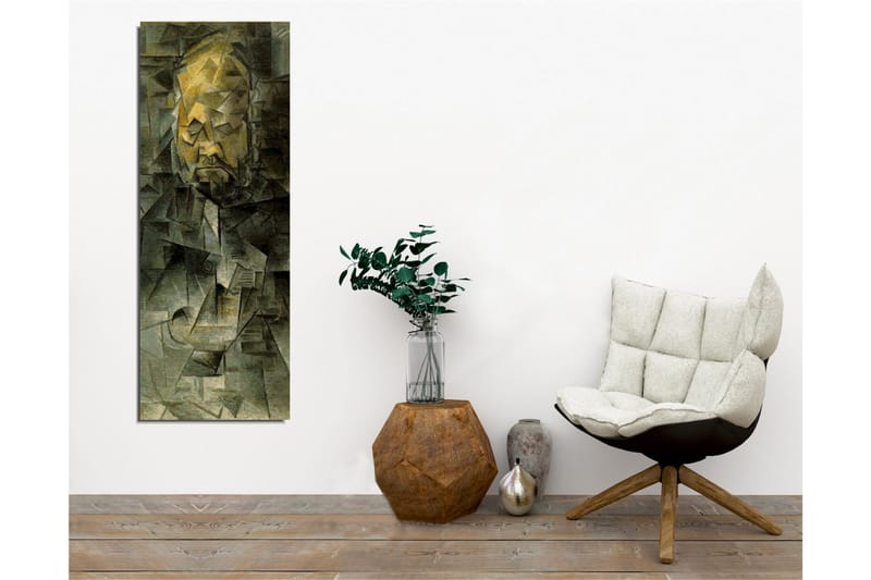 Canvas-taulu - Abstrakti muotokuva geometrisilla muodoilla - Tummanvihreä / Keltainen / Harmaa - Sisustustuotteet - Taulu & taide - Canvas-taulu