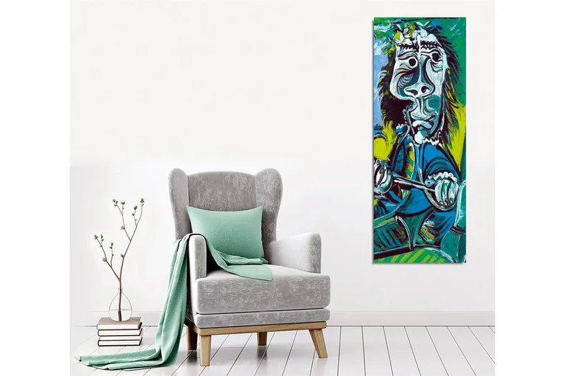 Canvas-taulu - Abstrakti muotokuva miehestä instrumenttien kanssa - Vihreä / Sininen / Musta - Sisustustuotteet - Taulu & taide - Canvas-taulu