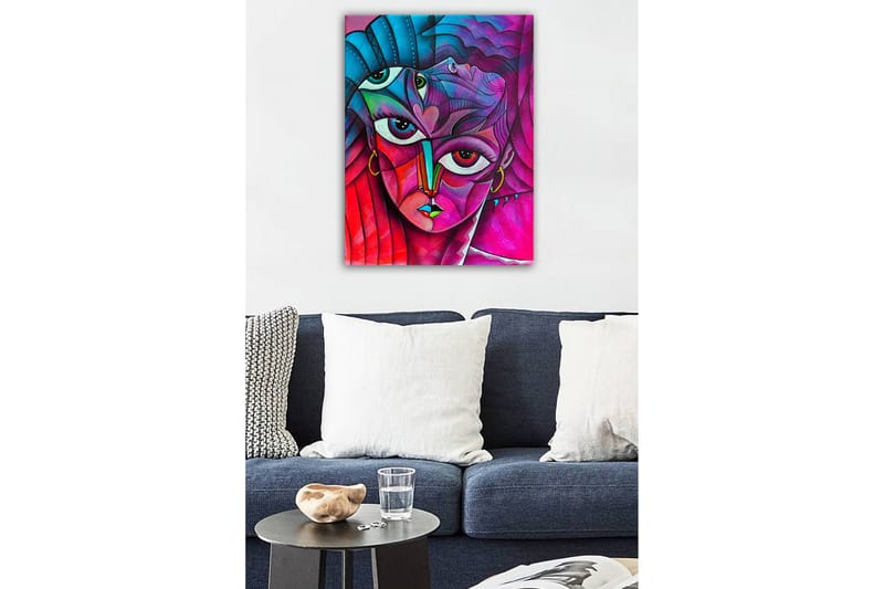 Canvas-taulu - Abstrakti muotokuva monikasvoisesta naisesta - Vaaleanpunainen / Violetti / Turkoosi - Sisustustuotteet - Taulu & taide - Canvas-taulu