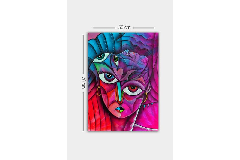 Canvas-taulu - Abstrakti muotokuva monikasvoisesta naisesta - Vaaleanpunainen / Violetti / Turkoosi - Sisustustuotteet - Taulu & taide - Canvas-taulu