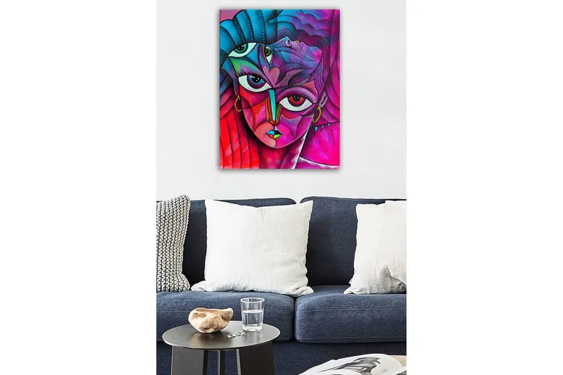 Canvas-taulu - Abstrakti muotokuva monikasvoisesta naisesta - Vaaleanpunainen / Violetti / Turkoosi - Sisustustuotteet - Taulu & taide - Canvas-taulu