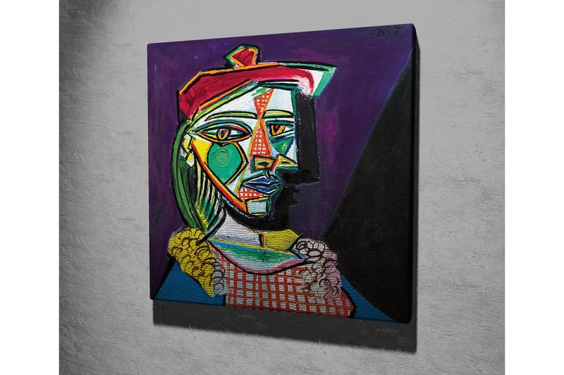 Canvas-taulu - Abstrakti muotokuva naisesta geometrisilla muodoilla - Vihreä / Punainen / Violetti - Sisustustuotteet - Taulu & taide - Canvas-taulu