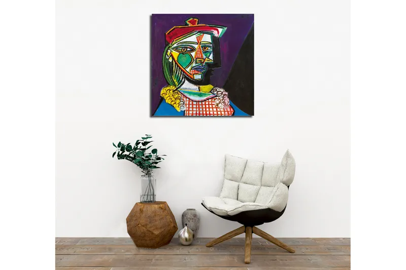 Canvas-taulu - Abstrakti muotokuva naisesta geometrisilla muodoilla - Vihreä / Punainen / Violetti - Sisustustuotteet - Taulu & taide - Canvas-taulu