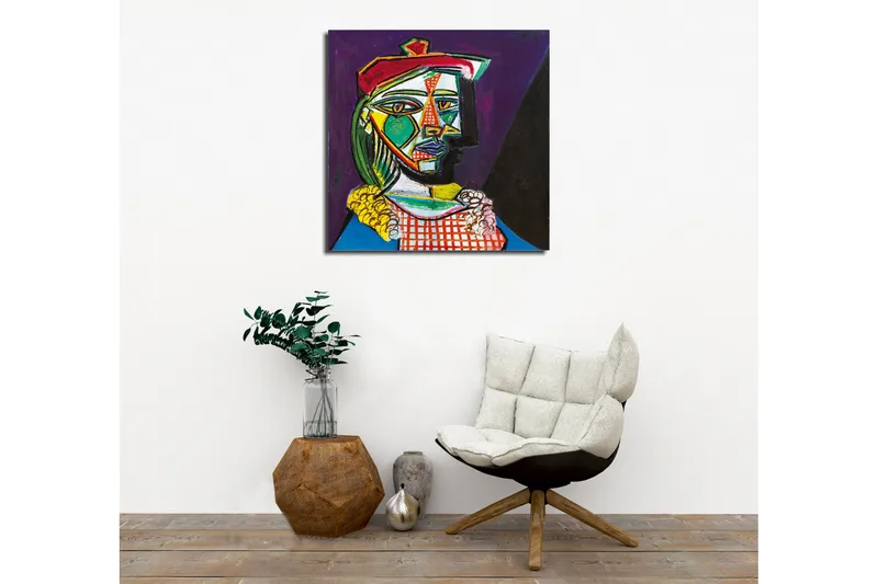 Canvas-taulu - Abstrakti muotokuva naisesta geometrisilla muodoilla - Vihreä / Punainen / Violetti - Sisustustuotteet - Taulu & taide - Canvas-taulu