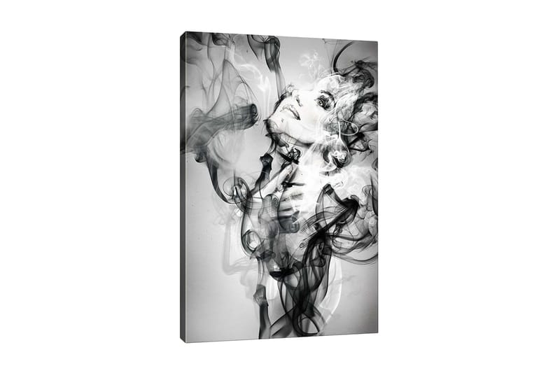 Canvas-taulu - Abstrakti muotokuva naisesta savuisten muotojen ympäröimänä - Musta / Valkoinen / Harmaa - Sisustustuotteet - Taulu & taide - Canvas-taulu