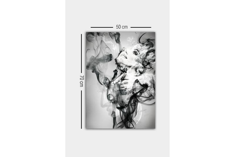 Canvas-taulu - Abstrakti muotokuva naisesta savuisten muotojen ympäröimänä - Musta / Valkoinen / Harmaa - Sisustustuotteet - Taulu & taide - Canvas-taulu