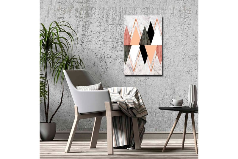 Canvas-taulu - Abstrakti sommitelma, jossa geometrisia muotoja kontrastiväreissä - Musta / Vaaleanpunainen / Beige - Sisustustuotteet - Taulu & taide - Canvas-taulu