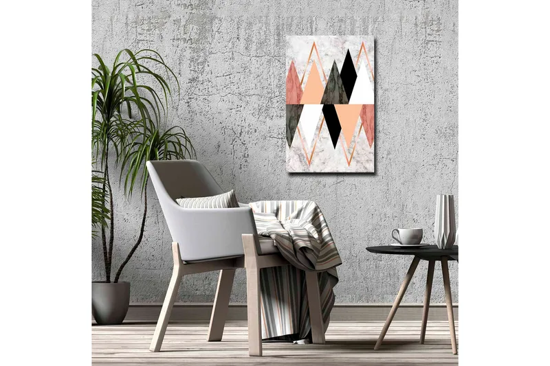 Canvas-taulu - Abstrakti sommitelma, jossa geometrisia muotoja kontrastiväreissä - Musta / Vaaleanpunainen / Beige - Sisustustuotteet - Taulu & taide - Canvas-taulu