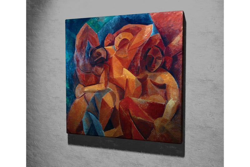 Canvas-taulu - Abstrakti sommitelma, jossa hahmot ovat vuorovaikutuksessa - Punainen / Oranssi / Sininen - Sisustustuotteet - Taulu & taide - Canvas-taulu