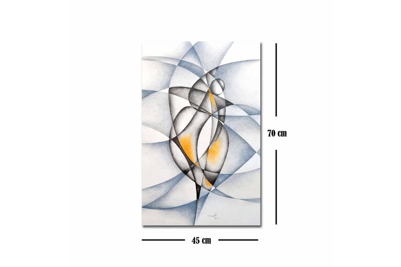 Canvas-taulu - Abstrakti sommitelma, jossa kaksi tyyliteltyä hahmoa vuorovaikuttaa keskenään - Musta / Harmaa / Oranssi - Sisustustuotteet - Taulu & taide - Canvas-taulu