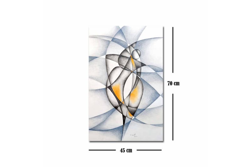 Canvas-taulu - Abstrakti sommitelma, jossa kaksi tyyliteltyä hahmoa vuorovaikuttaa keskenään - Musta / Harmaa / Oranssi - Sisustustuotteet - Taulu & taide - Canvas-taulu