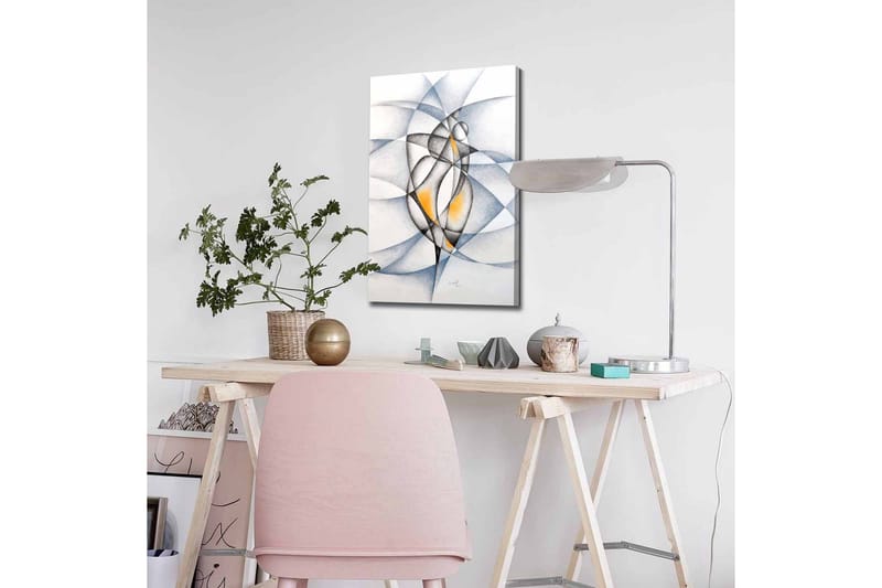 Canvas-taulu - Abstrakti sommitelma, jossa kaksi tyyliteltyä hahmoa vuorovaikuttaa keskenään - Musta / Harmaa / Oranssi - Sisustustuotteet - Taulu & taide - Canvas-taulu