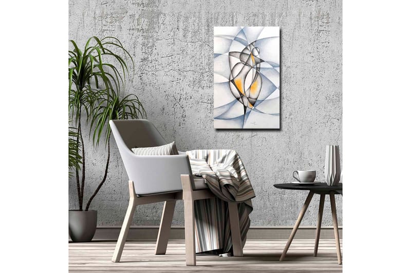 Canvas-taulu - Abstrakti sommitelma, jossa kaksi tyyliteltyä hahmoa vuorovaikuttaa keskenään - Musta / Harmaa / Oranssi - Sisustustuotteet - Taulu & taide - Canvas-taulu