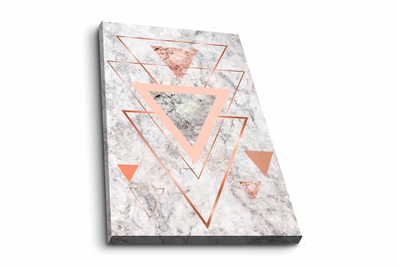 Canvas-taulu - Abstrakti sommitelma, jossa on eri sävyisiä kolmioita - Marmorivalkoinen / Kupari / Harmaa - Sisustustuotteet - Taulu & taide - Canvas-taulu