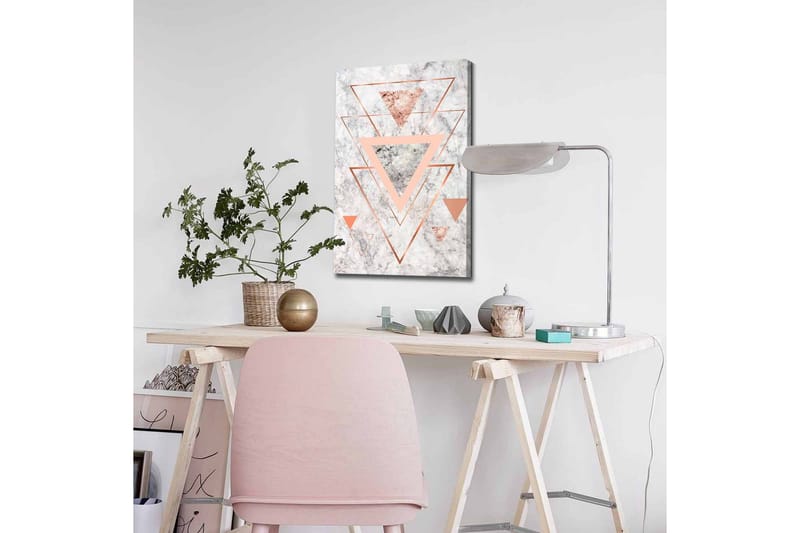 Canvas-taulu - Abstrakti sommitelma, jossa on eri sävyisiä kolmioita - Marmorivalkoinen / Kupari / Harmaa - Sisustustuotteet - Taulu & taide - Canvas-taulu