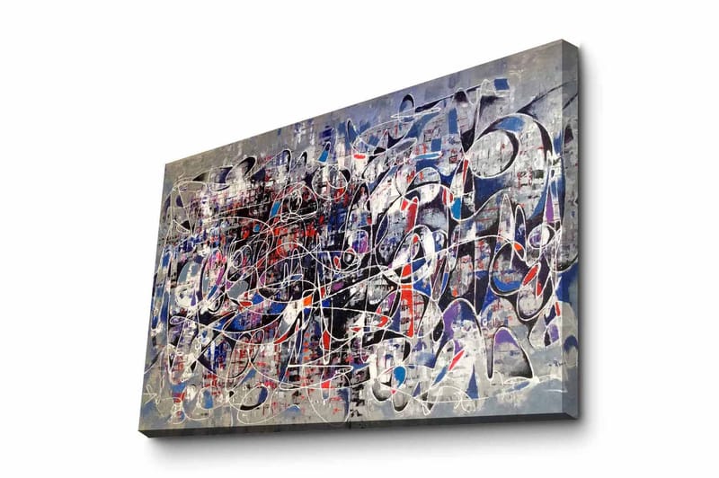 Canvas-taulu - Abstrakti sommitelma dynaamisilla viivoilla ja muodoilla, Tummansininen / Punainen / Valkoinen