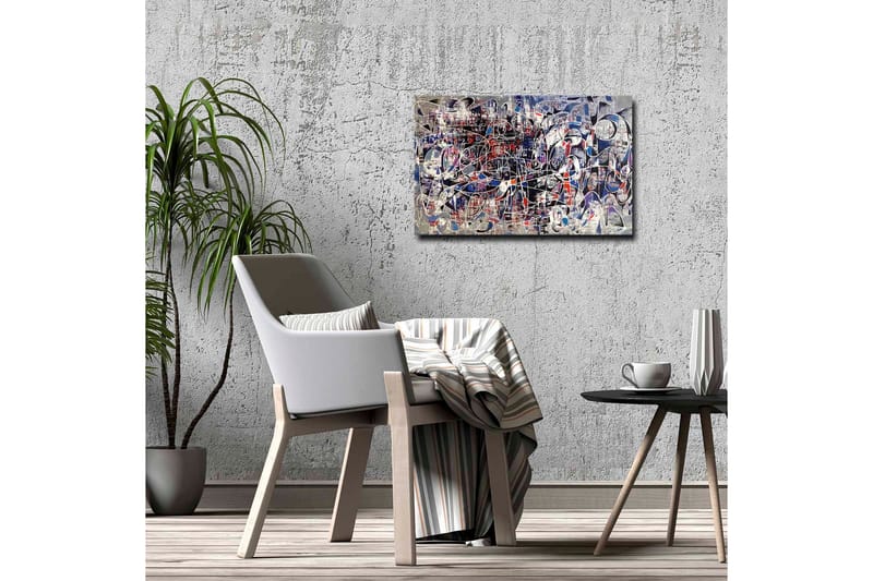 Canvas-taulu - Abstrakti sommitelma dynaamisilla viivoilla ja muodoilla - Tummansininen / Punainen / Valkoinen - Sisustustuotteet - Taulu & taide - Canvas-taulu