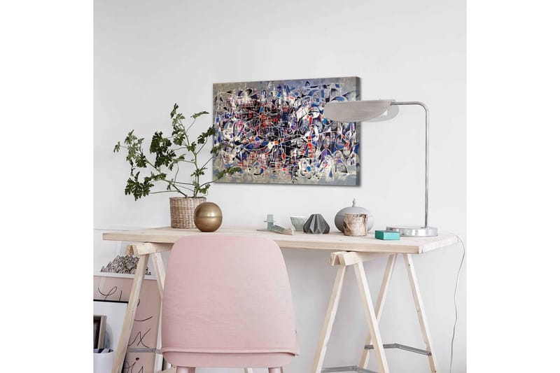 Canvas-taulu - Abstrakti sommitelma dynaamisilla viivoilla ja muodoilla - Tummansininen / Punainen / Valkoinen - Sisustustuotteet - Taulu & taide - Canvas-taulu