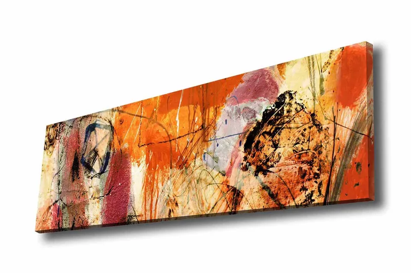 Canvas-taulu - Abstrakti sommitelma energisillä väreillä ja muodoilla, Oranssi / Punainen / Violetti