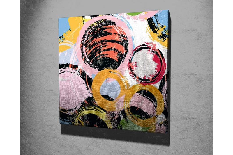 Canvas-taulu - Abstrakti sommitelma erivärisillä ympyröillä - Musta / Vaaleanpunainen / Keltainen - Sisustustuotteet - Taulu & taide - Canvas-taulu