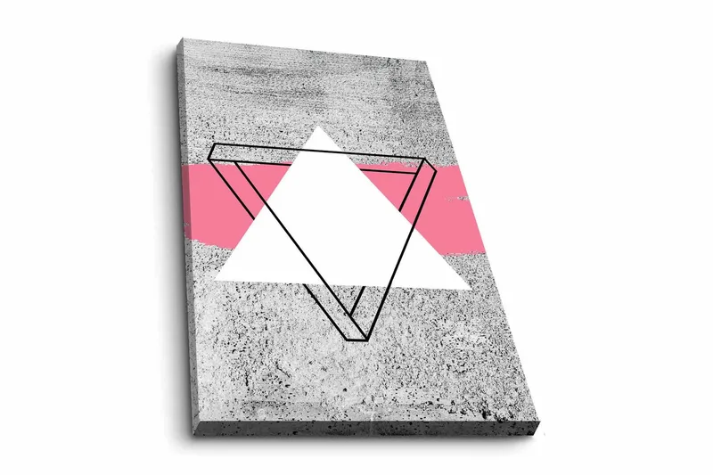 Canvas-taulu - Abstrakti sommitelma geometrisilla muodoilla, Harmaa / Valkoinen / Vaaleanpunainen