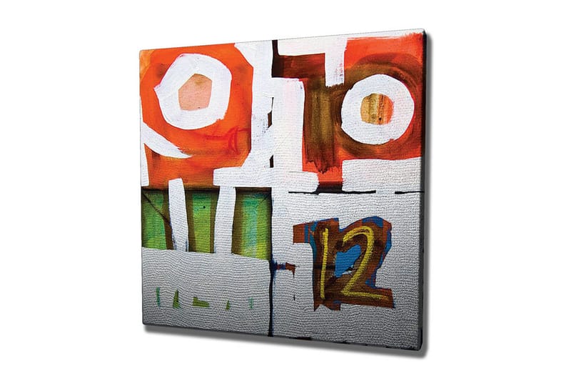 Canvas-taulu - Abstrakti sommitelma geometrisilla muodoilla ja numeroilla - Punainen / Vihreä / Valkoinen - Sisustustuotteet - Taulu & taide - Canvas-taulu