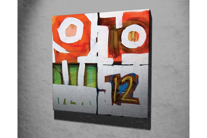 Canvas-taulu - Abstrakti sommitelma geometrisilla muodoilla ja numeroilla - Punainen / Vihreä / Valkoinen - Sisustustuotteet - Taulu & taide - Canvas-taulu