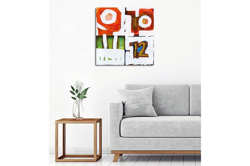 Canvas-taulu - Abstrakti sommitelma geometrisilla muodoilla ja numeroilla - Punainen / Vihreä / Valkoinen - Sisustustuotteet - Taulu & taide - Canvas-taulu