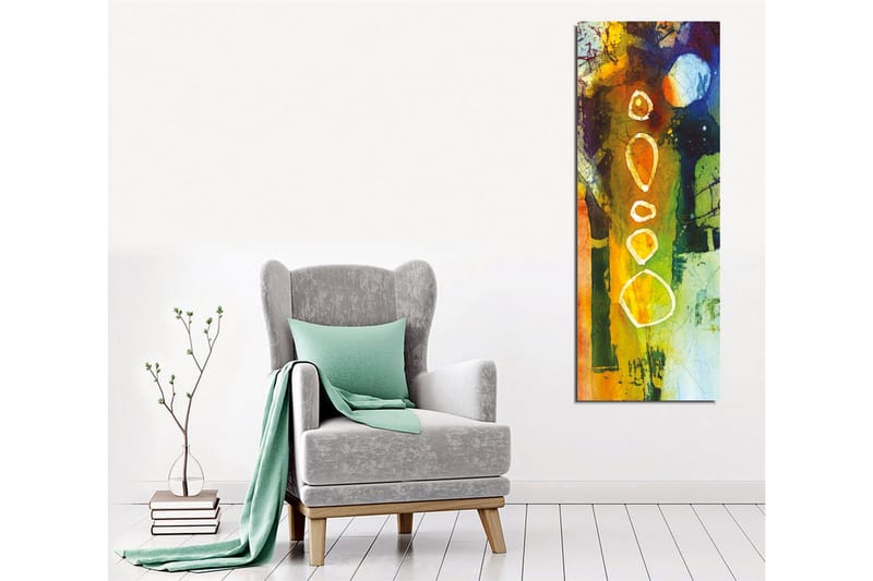 Canvas-taulu - Abstrakti sommitelma geometrisilla muodoilla ja värikkäillä elementeillä - Vihreä / Oranssi / Sininen - Sisustustuotteet - Taulu & taide - Canvas-taulu
