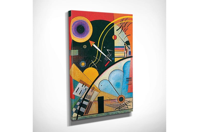 Canvas-taulu - Abstrakti sommitelma geometrisilla muodoilla ja värikkäillä ympyröillä - Tummanvihreä / oranssi / keltainen - Sisustustuotteet - Taulu & taide - Canvas-taulu