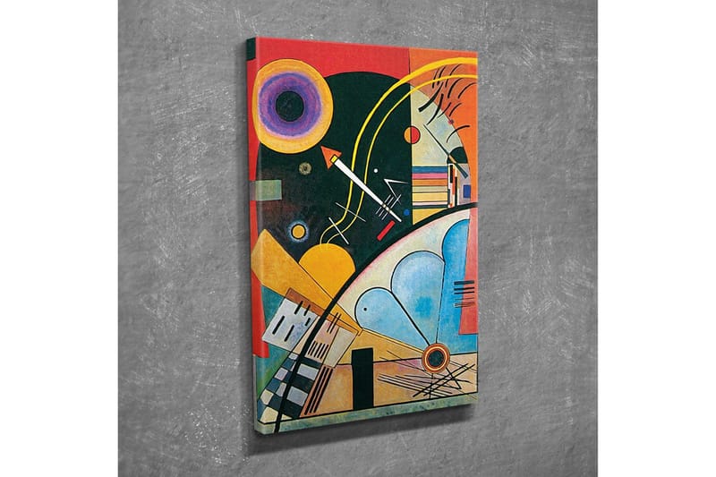 Canvas-taulu - Abstrakti sommitelma geometrisilla muodoilla ja värikkäillä ympyröillä - Tummanvihreä / oranssi / keltainen - Sisustustuotteet - Taulu & taide - Canvas-taulu