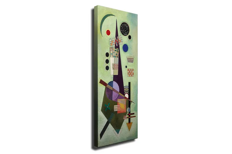 Canvas-taulu - Abstrakti sommitelma geometrisilla muodoilla ja värikkäillä ympyröillä, Vihreä / Musta / Punainen