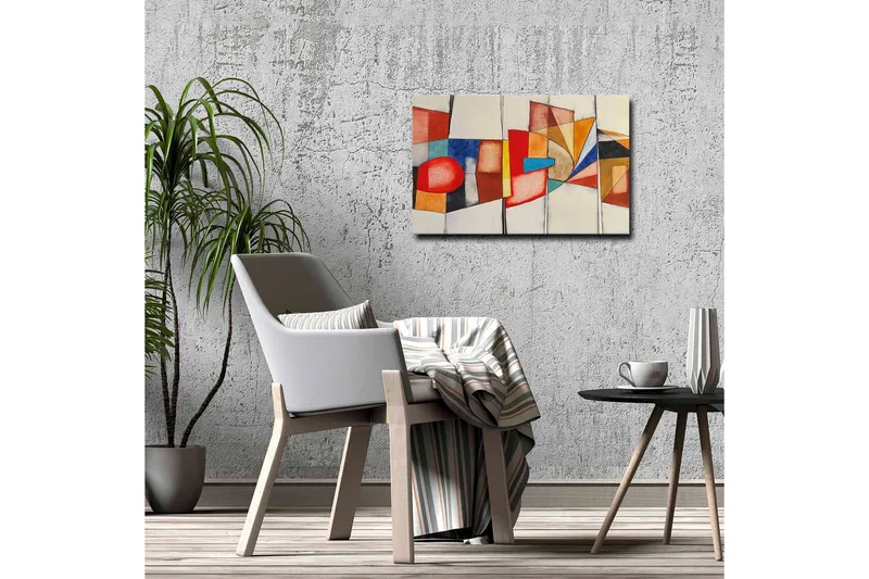 Canvas-taulu - Abstrakti sommitelma geometrisilla muodoilla ja vahvoilla väreillä - Punainen / Sininen / Oranssi - Sisustustuotteet - Taulu & taide - Canvas-taulu