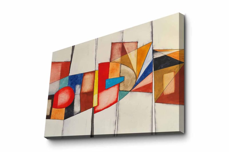 Canvas-taulu - Abstrakti sommitelma geometrisilla muodoilla ja vahvoilla väreillä, Punainen / Sininen / Oranssi