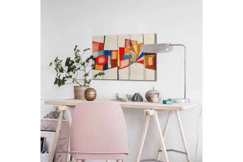 Canvas-taulu - Abstrakti sommitelma geometrisilla muodoilla ja vahvoilla väreillä - Punainen / Sininen / Oranssi - Sisustustuotteet - Taulu & taide - Canvas-taulu