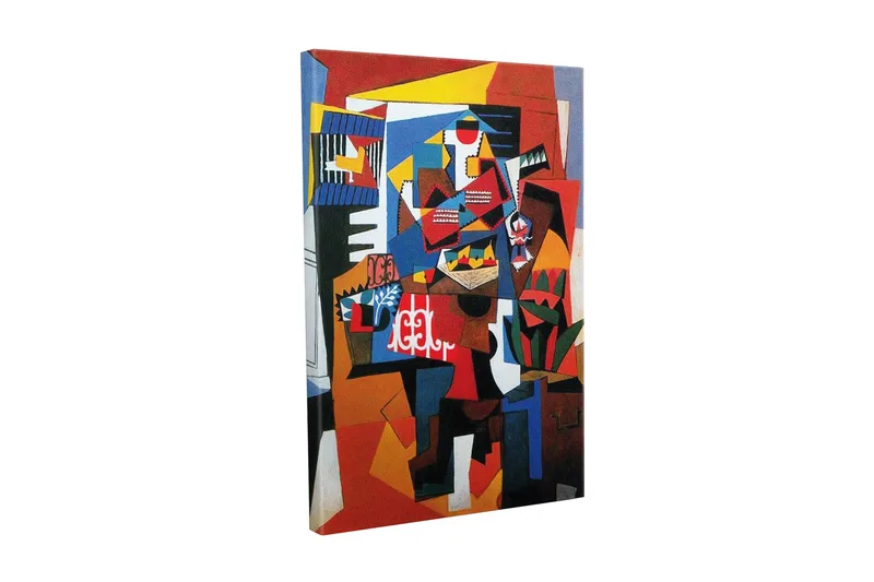 Canvas-taulu - Abstrakti sommitelma geometrisilla muodoilla ja vahvoilla väreillä, Punainen / Sininen / Keltainen