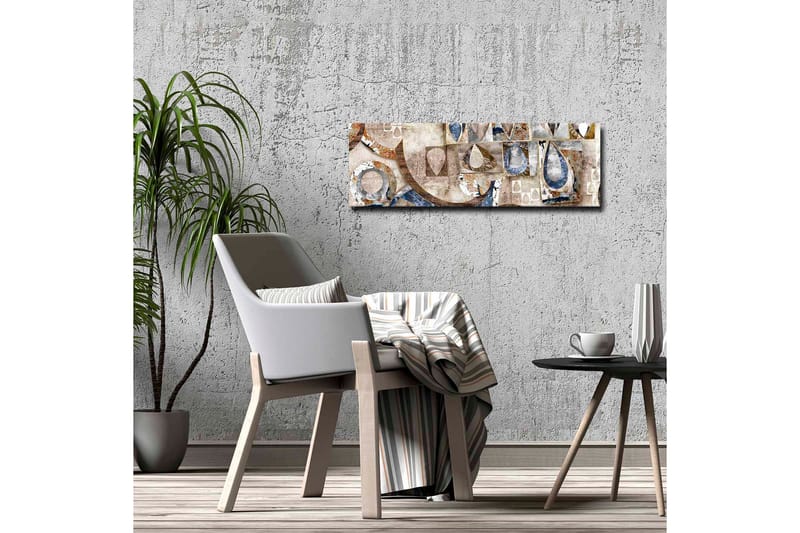 Canvas-taulu - Abstrakti sommitelma geometrisilla muodoilla ja pisaroilla - Sininen / Beige / Ruskea - Sisustustuotteet - Taulu & taide - Canvas-taulu
