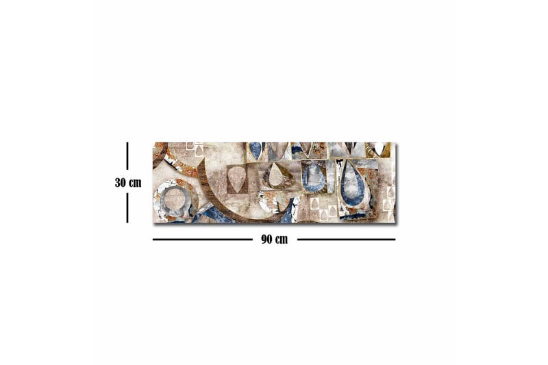 Canvas-taulu - Abstrakti sommitelma geometrisilla muodoilla ja pisaroilla - Sininen / Beige / Ruskea - Sisustustuotteet - Taulu & taide - Canvas-taulu
