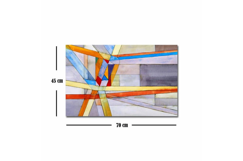 Canvas-taulu - Abstrakti sommitelma geometrisilla viivoilla ja muodoilla - Sininen / Oranssi / Harmaa - Sisustustuotteet - Taulu & taide - Canvas-taulu