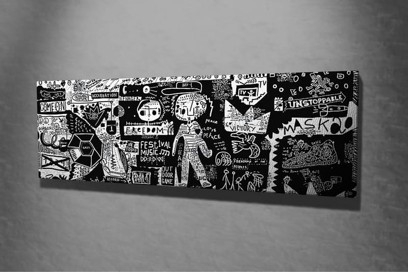 Canvas-taulu - Abstrakti sommitelma graafisilla elementeillä ja tekstuureilla - Musta / Valkoinen - Sisustustuotteet - Taulu & taide - Canvas-taulu