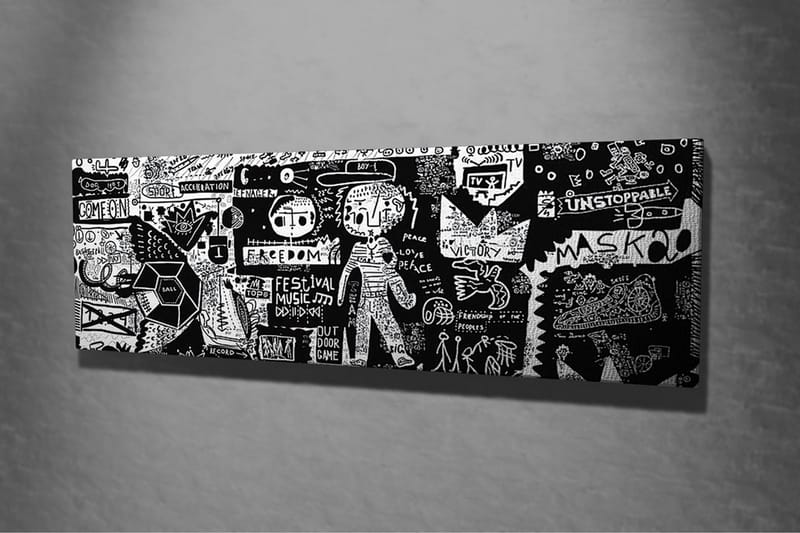 Canvas-taulu - Abstrakti sommitelma graafisilla elementeillä ja tekstuureilla - Musta / Valkoinen - Sisustustuotteet - Taulu & taide - Canvas-taulu