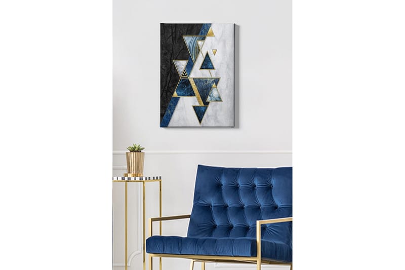 Canvas-taulu - Abstrakti sommitelma kolmioilla ja geometrisilla muodoilla - Musta / Sininen / Valkoinen - Sisustustuotteet - Taulu & taide - Canvas-taulu