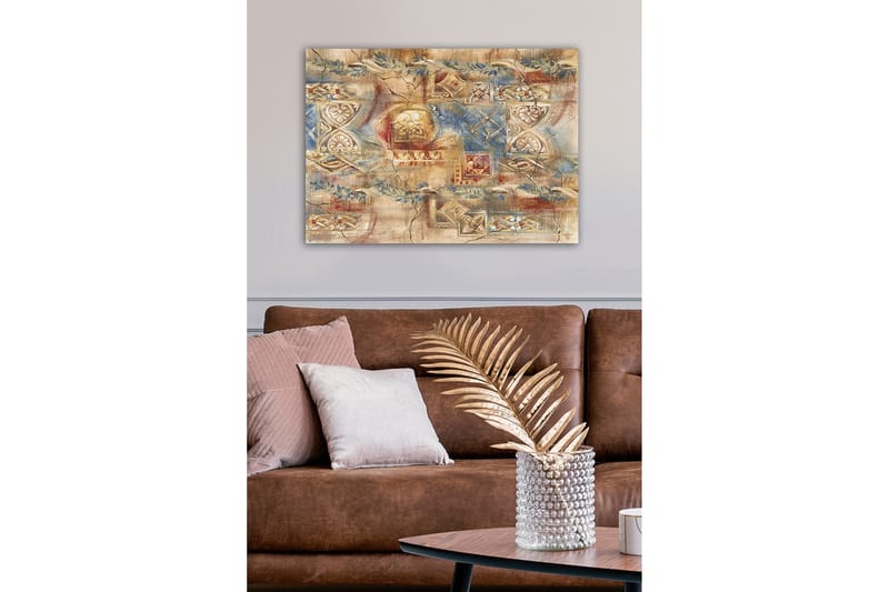 Canvas-taulu - Abstrakti sommitelma koristeellisilla kuvioilla ja tekstuureilla - Beige / Sininen / Punainen - Sisustustuotteet - Taulu & taide - Canvas-taulu