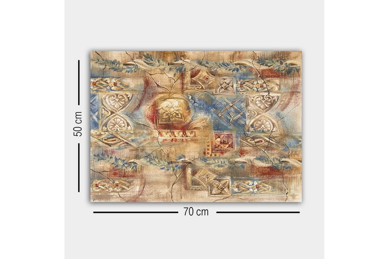 Canvas-taulu - Abstrakti sommitelma koristeellisilla kuvioilla ja tekstuureilla - Beige / Sininen / Punainen - Sisustustuotteet - Taulu & taide - Canvas-taulu