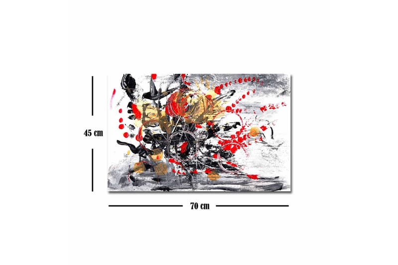 Canvas-taulu - Abstrakti sommitelma kukilla ja dynaamisilla viivoilla - Punainen / Musta / Kulta - Sisustustuotteet - Taulu & taide - Canvas-taulu